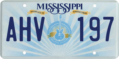 MS license plate AHV197