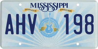 MS license plate AHV198