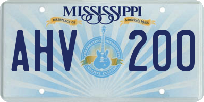 MS license plate AHV200