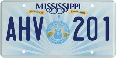 MS license plate AHV201