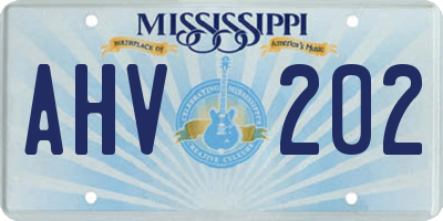 MS license plate AHV202