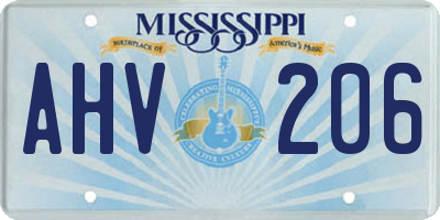 MS license plate AHV206