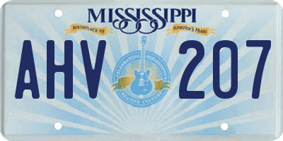 MS license plate AHV207