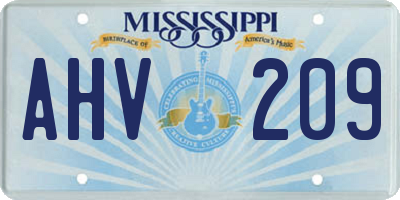 MS license plate AHV209