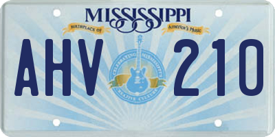 MS license plate AHV210