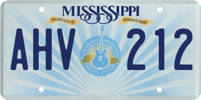 MS license plate AHV212