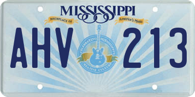 MS license plate AHV213