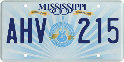MS license plate AHV215