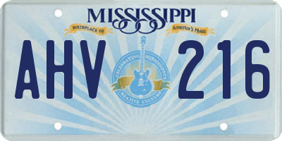 MS license plate AHV216