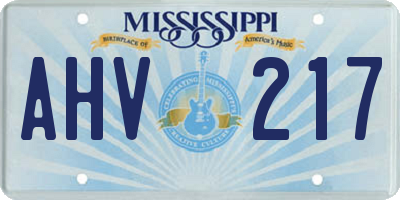 MS license plate AHV217