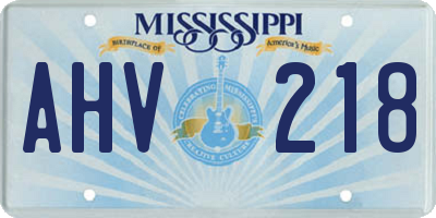 MS license plate AHV218