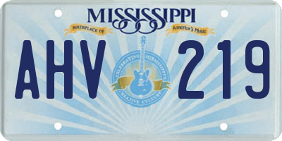 MS license plate AHV219