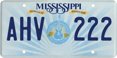 MS license plate AHV222
