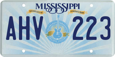 MS license plate AHV223