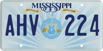MS license plate AHV224