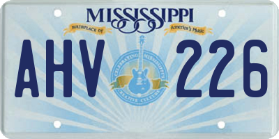 MS license plate AHV226