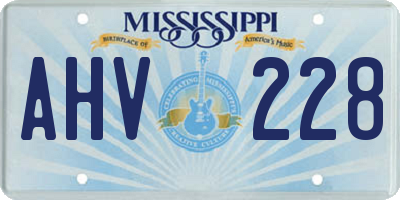 MS license plate AHV228