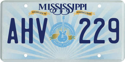 MS license plate AHV229