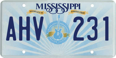 MS license plate AHV231