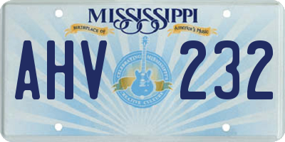 MS license plate AHV232