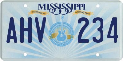 MS license plate AHV234