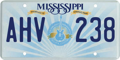 MS license plate AHV238