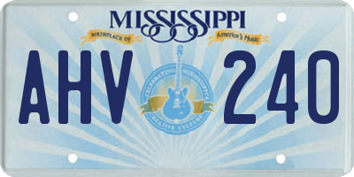 MS license plate AHV240