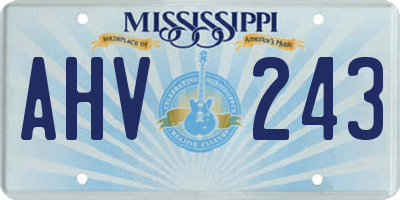 MS license plate AHV243