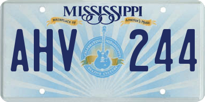 MS license plate AHV244