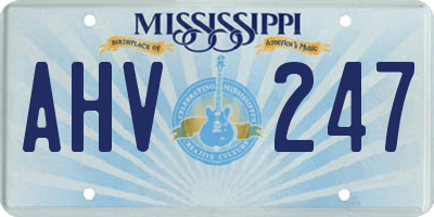 MS license plate AHV247