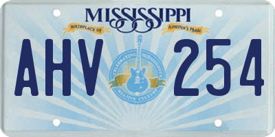 MS license plate AHV254