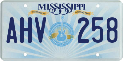 MS license plate AHV258