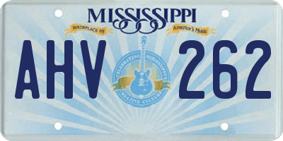 MS license plate AHV262