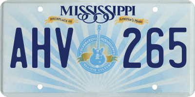 MS license plate AHV265
