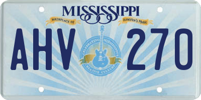 MS license plate AHV270