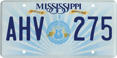MS license plate AHV275