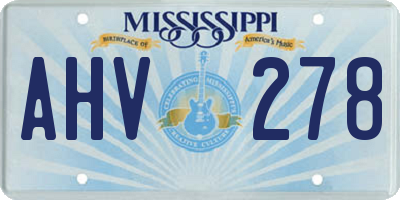 MS license plate AHV278