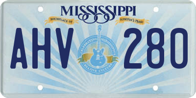 MS license plate AHV280