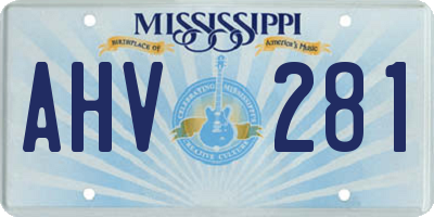 MS license plate AHV281