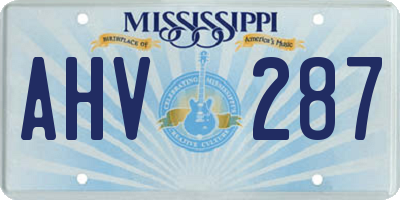 MS license plate AHV287