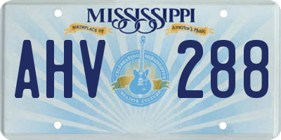 MS license plate AHV288
