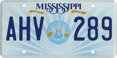 MS license plate AHV289