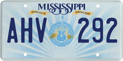 MS license plate AHV292