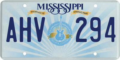 MS license plate AHV294