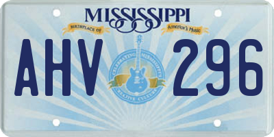 MS license plate AHV296