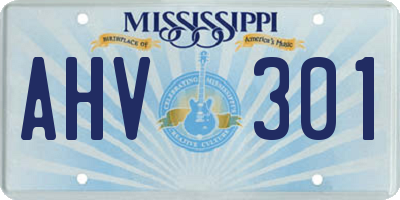 MS license plate AHV301