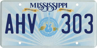 MS license plate AHV303