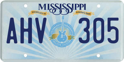 MS license plate AHV305