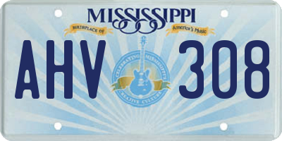 MS license plate AHV308