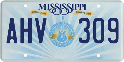 MS license plate AHV309